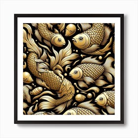 Fish, gold color 1 Art Print