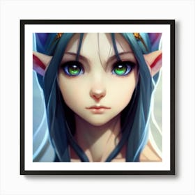 Elf Girl Hyper-Realistic Anime Portraits 3 Art Print