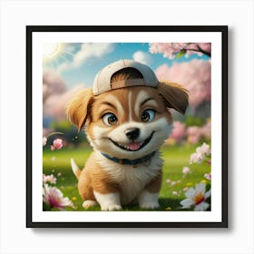 Cute Puppy Boy Anime Art Print