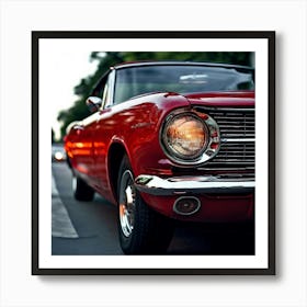 Red Vintage Old Speed Traffic Light Transportation Front Black Vehicle Luxury Car Wheel Art Print