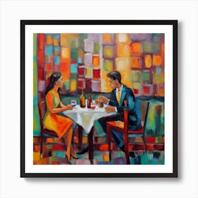 Couple At Dinner Art Print