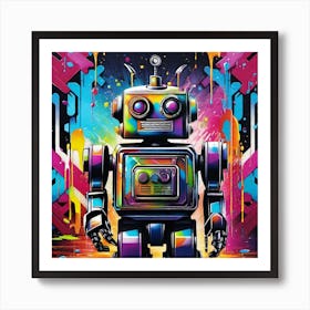 Robot By Person 1 Art Print