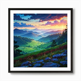 Sunset In The Mountains 9 Art Print