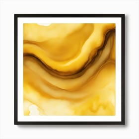 Beautiful mustard honey abstract background. Drawn, hand-painted aquarelle. Wet watercolor pattern. Artistic background with copy space for design. Vivid web banner. Liquid, flow, fluid effect. Art Print
