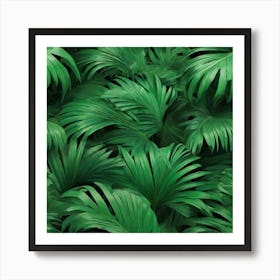 Aesthetic style, Green waves of palm leaf 6 Art Print