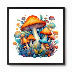 Mushrooms In The Forest 51 Art Print