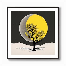 Linocut Print Of A Tree Art Print