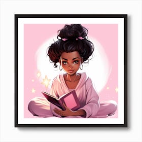 Black Girl Reading A Book 1 Art Print