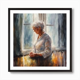 Old Lady By The Window Art Print