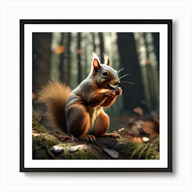 Squirrel In The Forest 334 Art Print