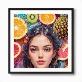 Girl With Fruit Art Print