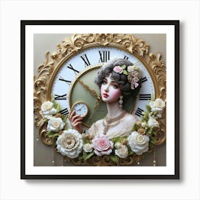 Victorian Clock Painting Art Print