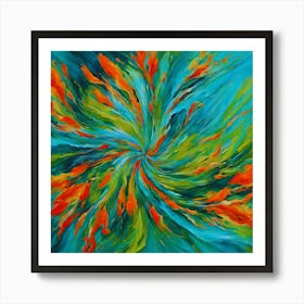 Vibrant Floral Whirlwind Abstract Painting Art Print