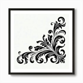 Black And White Floral Design 1 Art Print