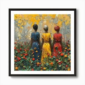 Three Women In A Field Art Print