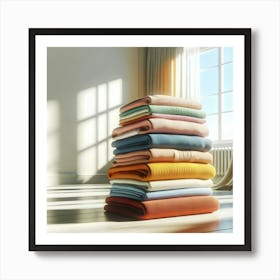 Stack Of Colorful Blankets Art Print