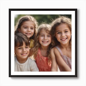 Portrait Of A Group Of Children Art Print