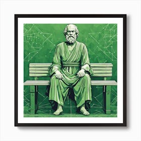 A Geometric Vector Image Of Socrates Stting On Bench Art Print