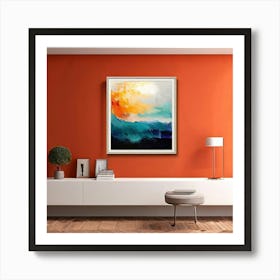 Mock Up Canvas Framed Art Gallery Wall Mounted Textured Print Abstract Landscape Portrait (3) Art Print