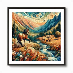 Horse In The Mountains22 Art Print