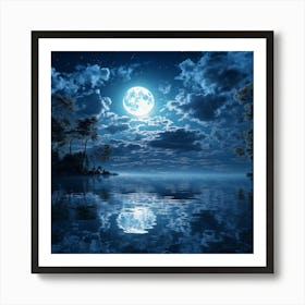 Full Moon Over Water Poster