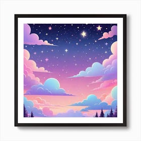 Sky With Twinkling Stars In Pastel Colors Square Composition 41 Art Print