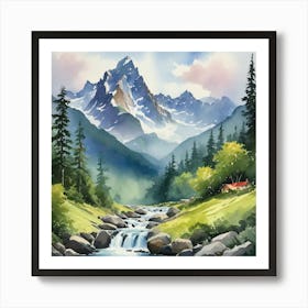 Waterfall In The Mountains II Art Print