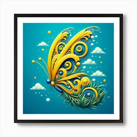 Yellow Butterfly Art 3 Art Print