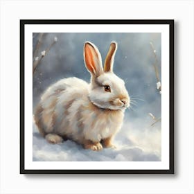 Rabbit In The Snow Art Print