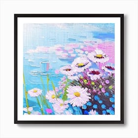 Daisies By The Sea Art Print