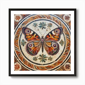 Roman Mosaic Butterfly III Art Print