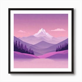 Misty mountains background in purple tone 98 Art Print