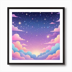 Sky With Twinkling Stars In Pastel Colors Square Composition 250 Art Print