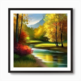 Autumn Landscape Painting 12 Art Print