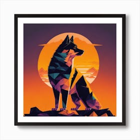 Wolf In The Sunset Art Print