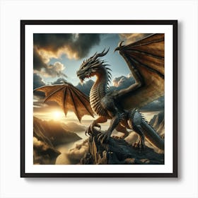 Dragon On The Cliff Art Print