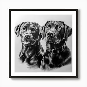 Black Labradors Art Print