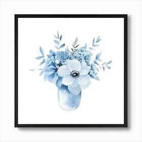 Watercolor Blue Floral 16 Art Print