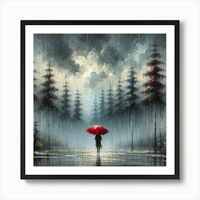 Woman In The Rain Art Print