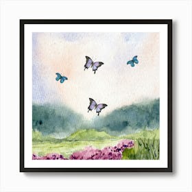 Watercolor Of Butterflies Art Print