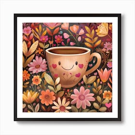 Love Coffee Cup Valentines Day Art Print