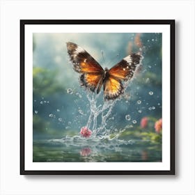 Butterfly Splashing Water Art Print