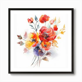 Watercolor Flowers Bouquet 1 Art Print