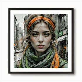 Girl In A Scarf 1 Art Print