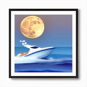 Boat In The Ocean At Sunset Art Print by MdsArts - Fy