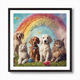 Rainbow Pets Rainbow Love Pets ( Bohemian Design ) Art Print