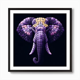 Elephant Mosaic purple yellow Art Art Print