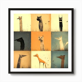 Vertical Dogs IV Art Print