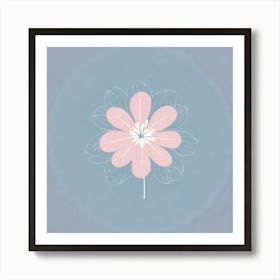 A White And Pink Flower In Minimalist Style Square Composition 428 Art Print