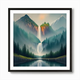Waterfall - Waterfall Stock Videos & Royalty-Free Footage Art Print